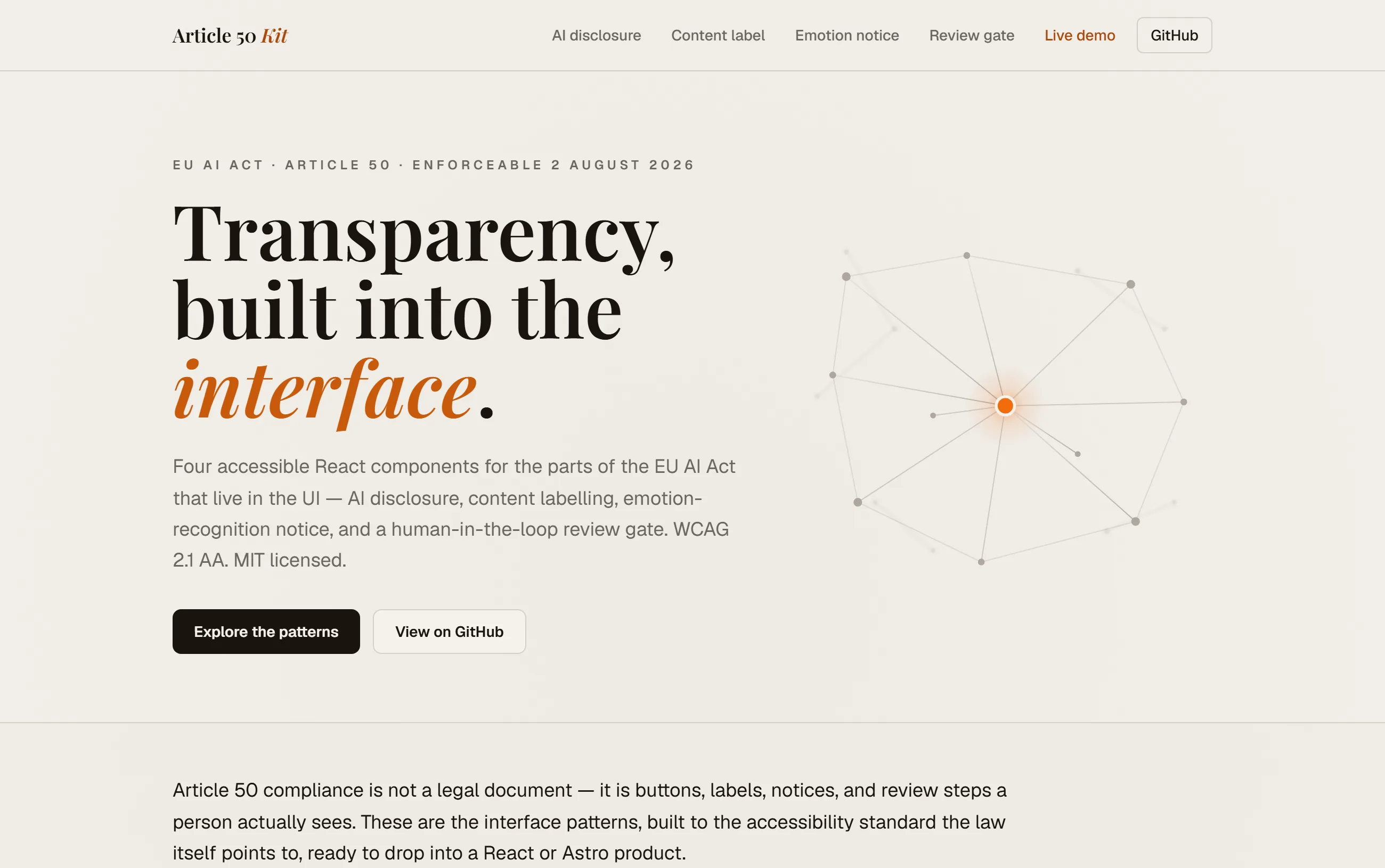 Article 50 UI Pattern Kit interface